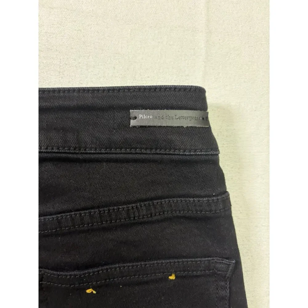 Pilcro Anthropologie Jeans Women’s Size 25 High Rise Bootcut Black Stretch Denim
